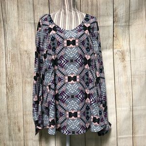 NWT Ashley Stewart 26/28 Business Casual Purple Print Blouse